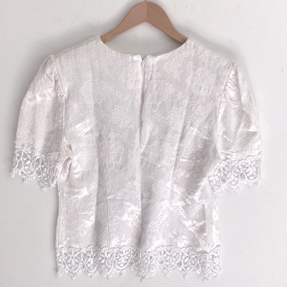 Vintage Nah Nah Collection Floral with Lace trim top with shoulder pads, Size 14 - Picture 11 of 12